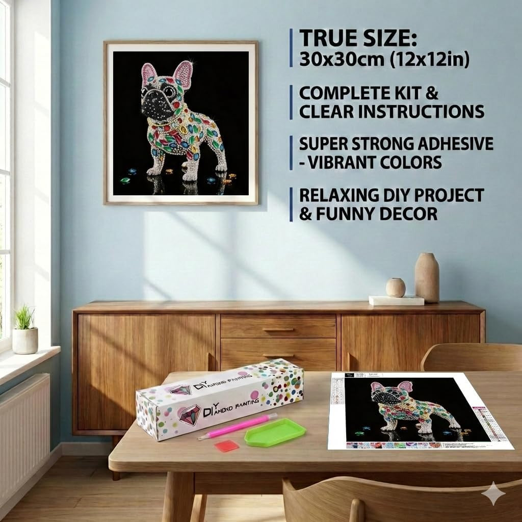 Frenchie Special Shape Diamond Art Kit with Crystal Gems