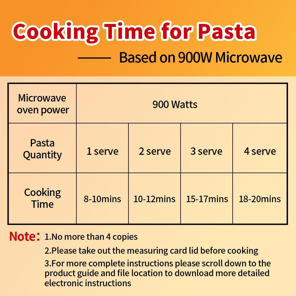 Microwave Pasta Cooker with Strainer Lid & Built-In Measuring Card