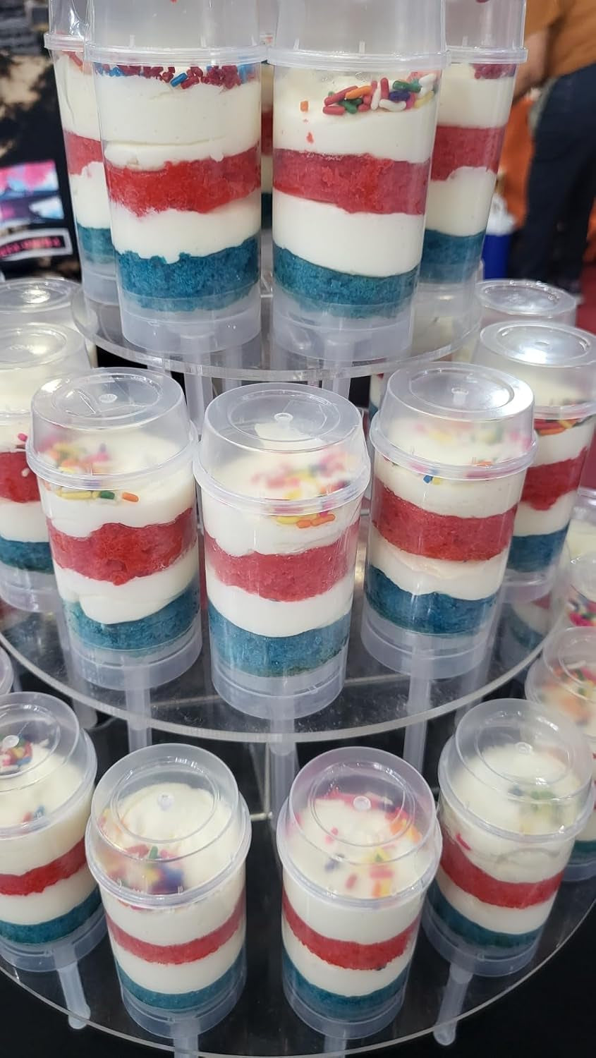 Cake Push Pop Containers: 10 Pack Cake Push Pops with Lids for Cupcake Confetti Homemade Ice Cream Desserts (10)