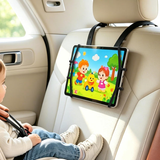 Silicone Car Tablet Holder,13.4" Adjustable Headrest Strap Mount Fits All 7.5-12.9" Tablets,Anti-Slip&Non-Glare Design,Back Seat Car Headrest Mount for Ipad/Kindle, Washable Portable
