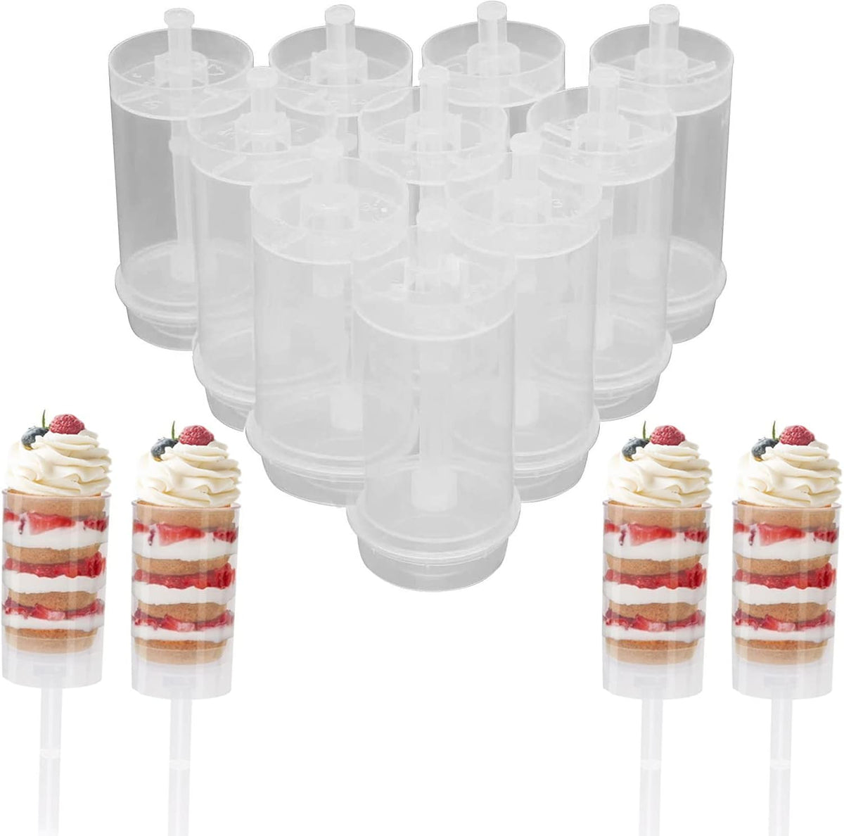 Cake Push Pop Containers: 10 Pack Cake Push Pops with Lids for Cupcake Confetti Homemade Ice Cream Desserts (10)