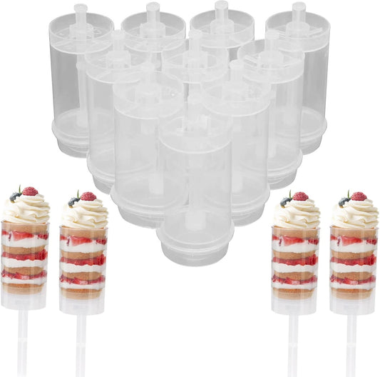 Cake Push Pop Containers: 10 Pack Cake Push Pops with Lids for Cupcake Confetti Homemade Ice Cream Desserts (10)