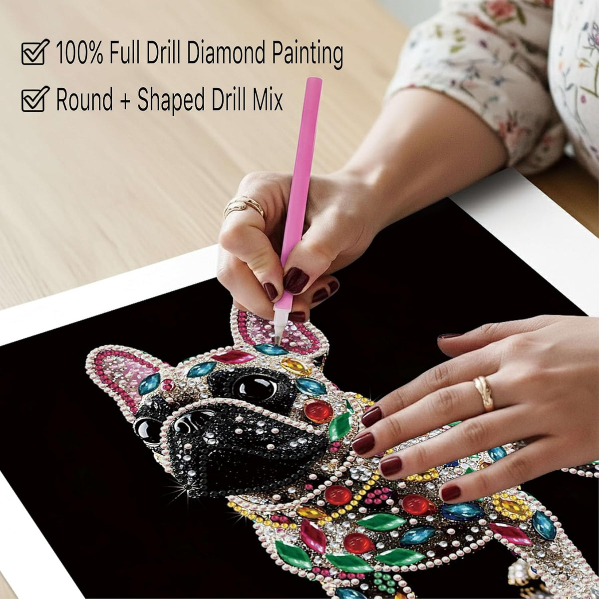 Frenchie Special Shape Diamond Art Kit with Crystal Gems