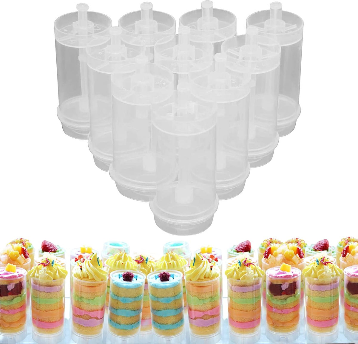 Cake Push Pop Containers: 10 Pack Cake Push Pops with Lids for Cupcake Confetti Homemade Ice Cream Desserts (10)