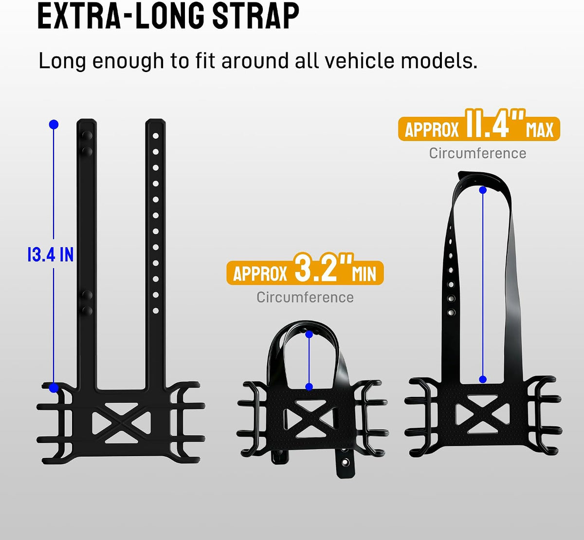 Silicone Car Tablet Holder,13.4" Adjustable Headrest Strap Mount Fits All 7.5-12.9" Tablets,Anti-Slip&Non-Glare Design,Back Seat Car Headrest Mount for Ipad/Kindle, Washable Portable
