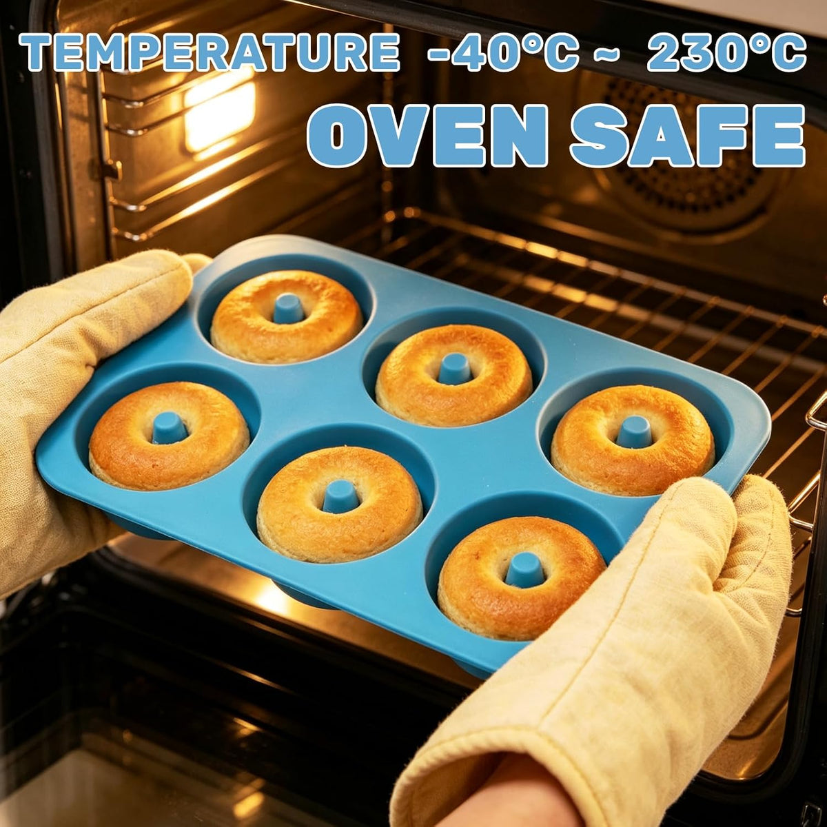 Non-Stick Silicone Donut Pan Set of 2, Bpa-Free, Easy Release(Blue)
